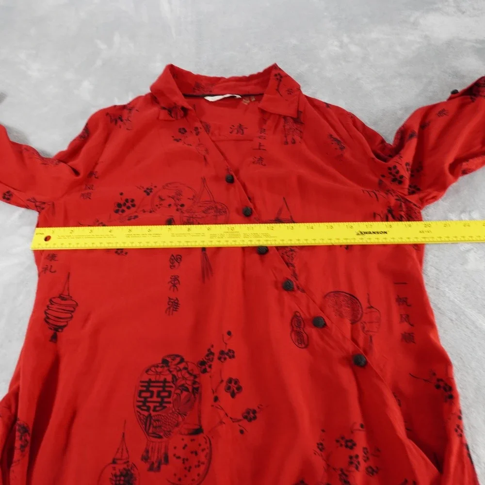 Soft Surroundings Asymmetrical Tunic Top M Red Chinese Lantern Print Roll Tab - Picture 7 of 12